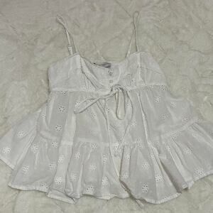 White eyelet lace cami top